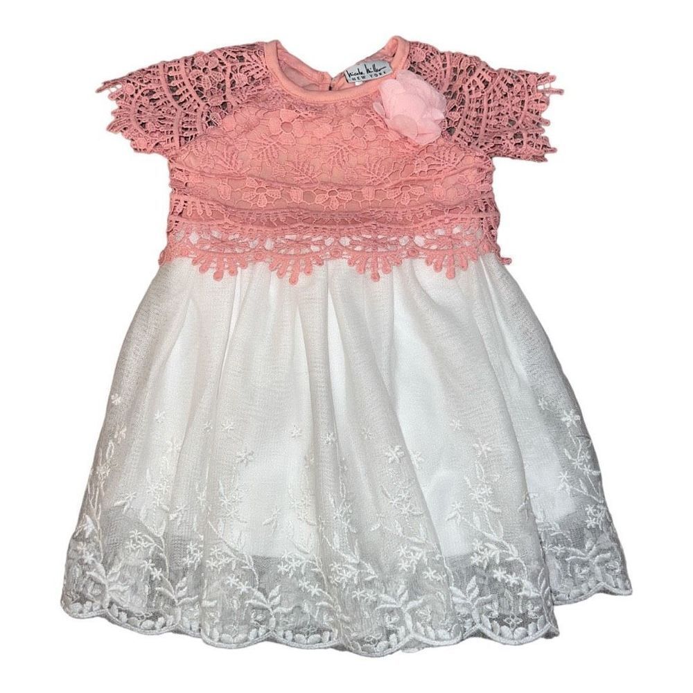 Nicole Miller 12 month pink lace white tulle  dress